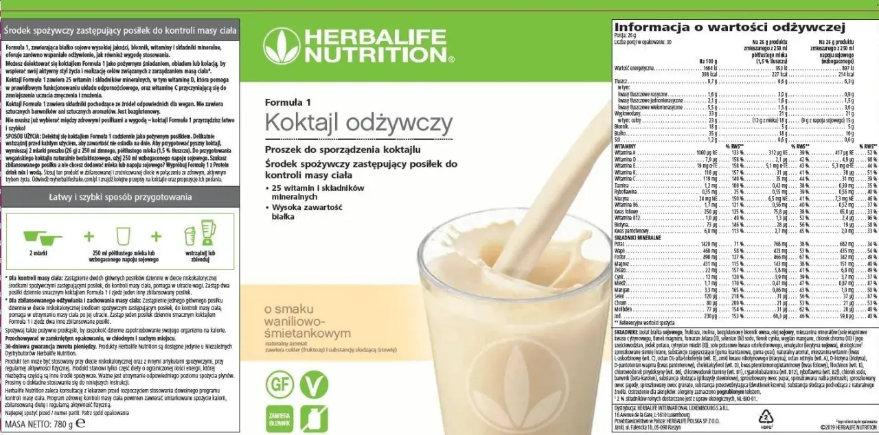 Herbalife koktajl przygotowanie składniki